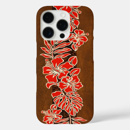 Coques Case-Mate iPhone Kalaheo Hawaïen Hibiscus Tapa Faux Koa Wood (Verso)