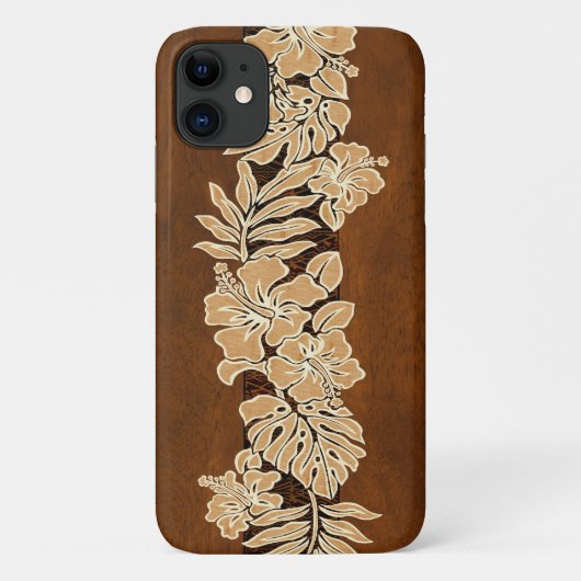 Coques Case-Mate iPhone Kalaheo Hawaii Hibiscus Tapa Faux Koa Wood (Dos)