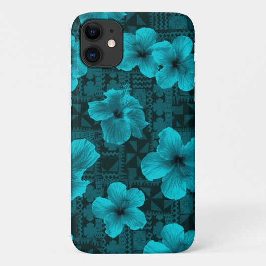 Coques Case-Mate iPhone Kalalau Tapa Hibiscus Turquoise tropical hawaïen (Dos)
