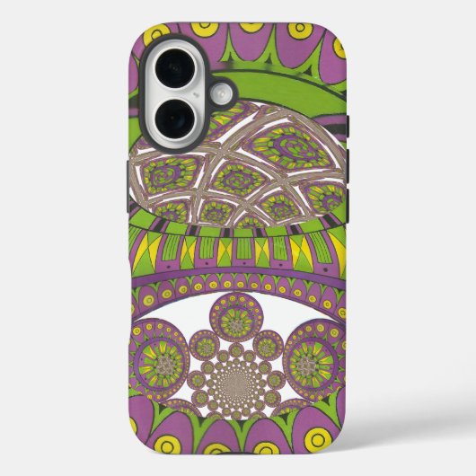 Coques Case-Mate iPhone Kaleidoscope africain violet et jaune traditionnel (Verso)