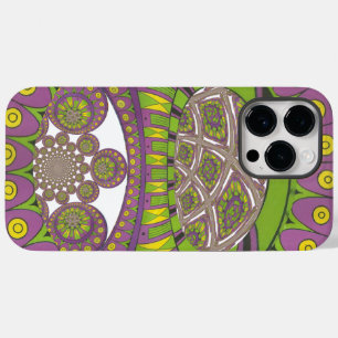 Coque Pour Pour iPhone 14 Pro Max Kaleidoscope africain violet et jaune traditionnel