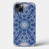 Coques Case-Mate iPhone Kaleidoscope Bleu avec lignes blanches de neige (Verso)