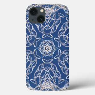 Case-Mate iPhone Case Kaleidoscope Bleu avec lignes blanches de neige
