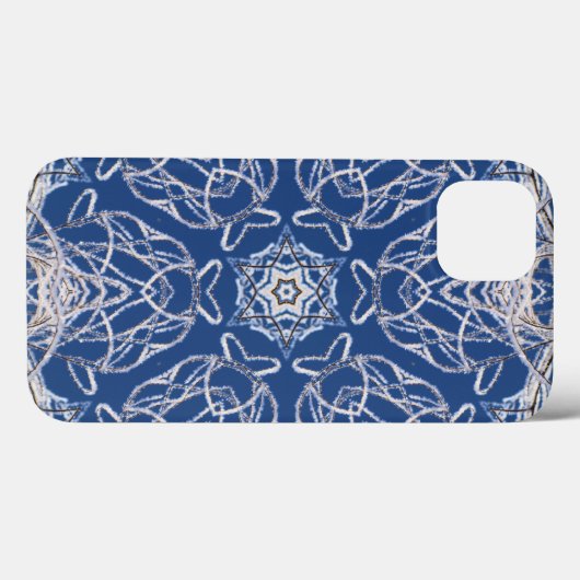 Coques Case-Mate iPhone Kaleidoscope Bleu avec lignes blanches de neige (Verso (horizontal))