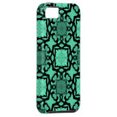 Coques Case-Mate iPhone Kaléidoscope géométrique vert et noir (Dos/Droit)