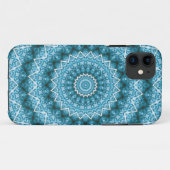 Coques Case-Mate iPhone Kaleidoscope / Mandala bleu clair (Dos (Horizontal))