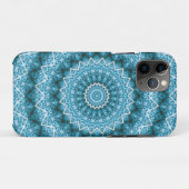 Coques Case-Mate iPhone Kaleidoscope / Mandala bleu clair (Dos (Horizontal))