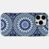 Coques Case-Mate iPhone Kaleidoscope Mandala Motif Bleu et Blanc (Verso (horizontal))