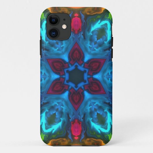 Coques Case-Mate iPhone Kaleidoscope psychédélique bleu rose et vert (Dos)