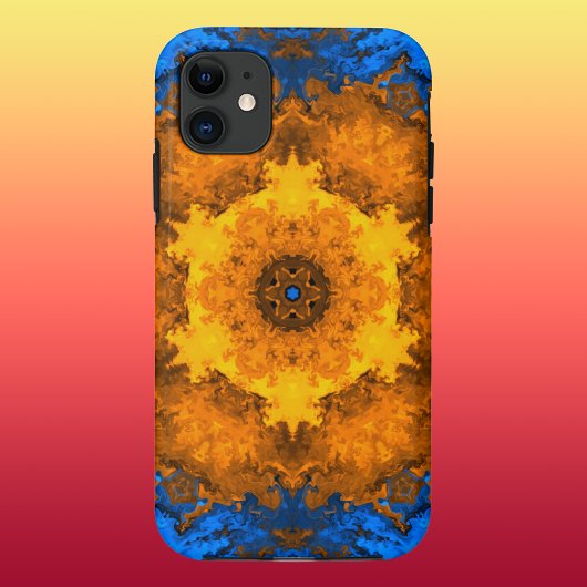 Coques Case-Mate iPhone Kaleidoscope psychédélique Fleur jaune et bleu