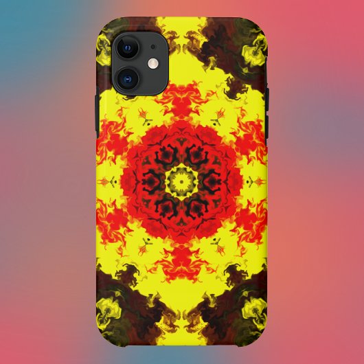 Coques Case-Mate iPhone Kaleidoscope psychédélique Fleur Jaune et Rouge