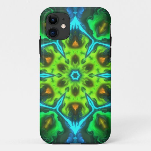 Coques Case-Mate iPhone Kaleidoscope psychédélique vert bleu et orange (Dos)