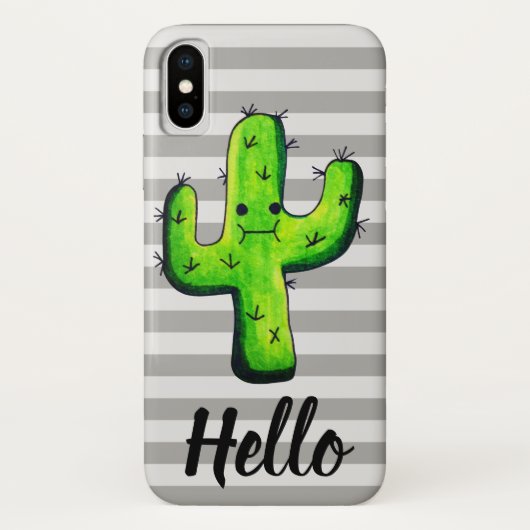 Coques Case-Mate iPhone Kawaii Aquarelle tendance Cactus Bonjour (Dos)