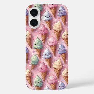 Coques iPhone 16 Kawaii Art Ice Cream Cones
