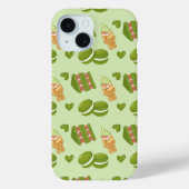 Coques Case-Mate iPhone Kawaii Hand-Drawn Matcha Sweets Seamless Pattern (Verso)