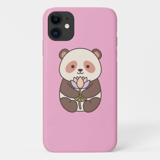 Coques Case-Mate iPhone Kawaii Panda — Cute Panda with Lotus on pink (Dos)