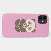 Coques Case-Mate iPhone Kawaii Panda — Cute Panda with Lotus on pink (Dos (Horizontal))