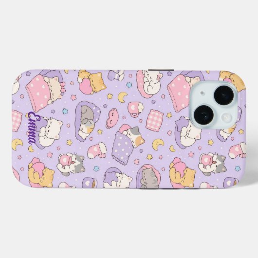 Coques Case-Mate iPhone Kawaii Sleeping Cats Pattern Phone Case (Verso (horizontal))