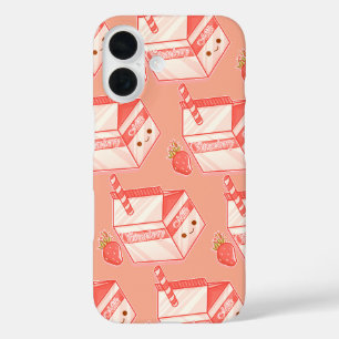 Coques iPhone 16 Kawaii Strawberry Milk Carton - Cute Aesthetic Art