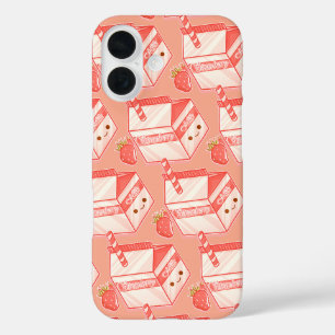 Coques iPhone 16 Kawaii Strawberry Milk Carton - Cute Aesthetic Art