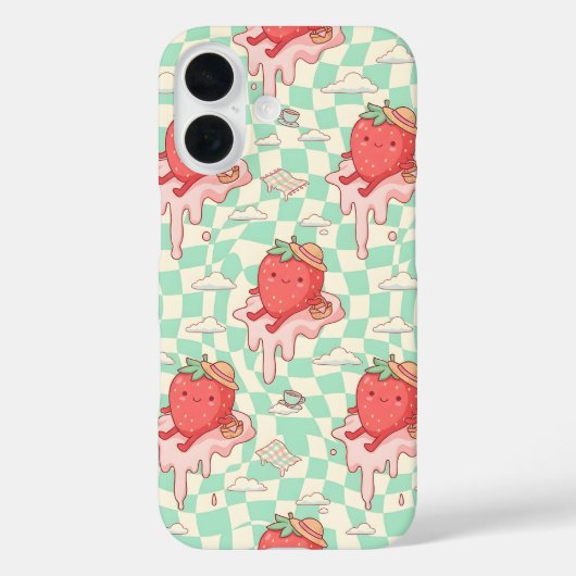 Coques Case-Mate iPhone Kawaii Strawberry Picnic Pattern (Verso)