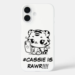 Coques iPhone 16 Kawaii Tiger Selfie Téléphone Case Nom Personnalis