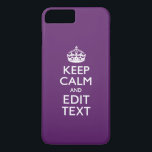 Coque iPhone 8 Plus/7 Plus KEEP CALM PERSONNALISÉ ET Éditer du texte sur viol<br><div class="desc">Un accent violet personnalisé Conserver le calme et continuer sur style en disant sur un cadeau personnalisé. Essayez humour ou fantaisie sur vos mots créatifs sur les deux lignes de texte modifiables. N'oubliez pas d'utiliser les lettres CAPITAL pour obtenir les meilleurs résultats. Utilisez le lien "Demandez à ce concepteur" pour...</div>