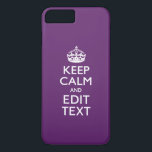 Coque iPhone 8 Plus/7 Plus KEEP CALM PERSONNALISÉ ET Éditer du texte sur viol<br><div class="desc">Un accent violet personnalisé Conserver le calme et continuer sur style en disant sur un cadeau personnalisé. Essayez humour ou fantaisie sur vos mots créatifs sur les deux lignes de texte modifiables. N'oubliez pas d'utiliser les lettres CAPITAL pour obtenir les meilleurs résultats. Utilisez le lien "Demandez à ce concepteur" pour...</div>