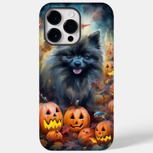 Coques Case-Mate iPhone Keeshond d'Halloween avec citrouilles effrayantes (Verso)