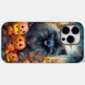 Coques Case-Mate iPhone Keeshond d'Halloween avec citrouilles effrayantes (Verso (horizontal))