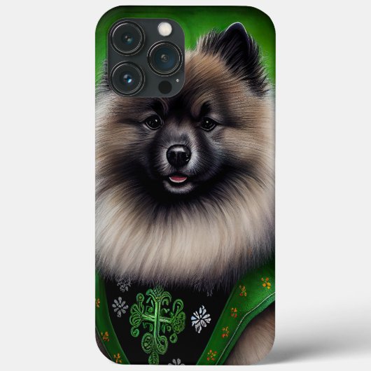 Coques Case-Mate iPhone Keeshond Dog en tenue de jour St. Patrick (Verso)