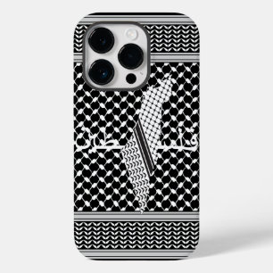 Coque Pour iPhone 14 Pro Keffiyeh Palestine Motif blanc