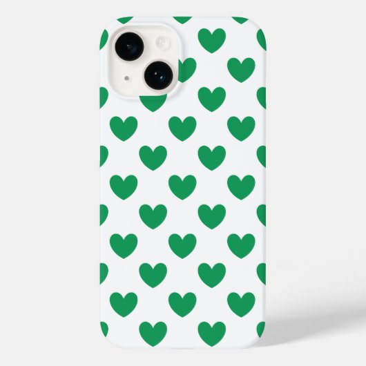 Coques Case-Mate iPhone Kelly Coeurs polka vert sur blanc (Verso)