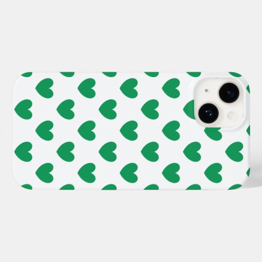 Coques Case-Mate iPhone Kelly Coeurs polka vert sur blanc (Verso (horizontal))