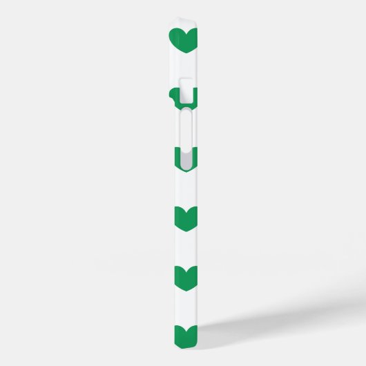 Coques Case-Mate iPhone Kelly Coeurs polka vert sur blanc (Verso / Gauche)