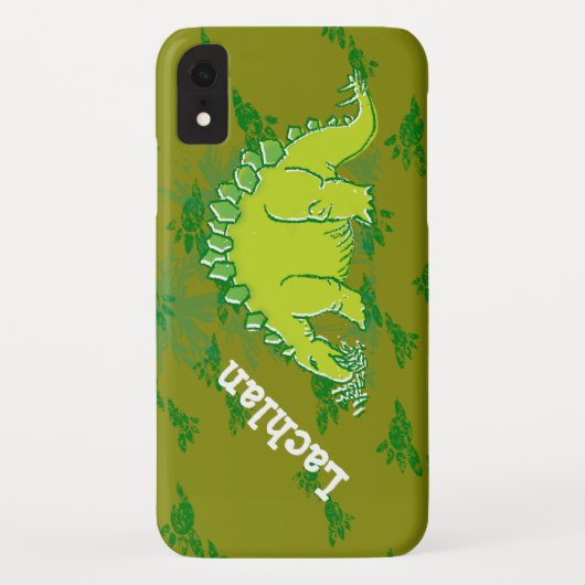 Coques Case-Mate iPhone Kids stegosaurus vert nom personnalisé (Dos)