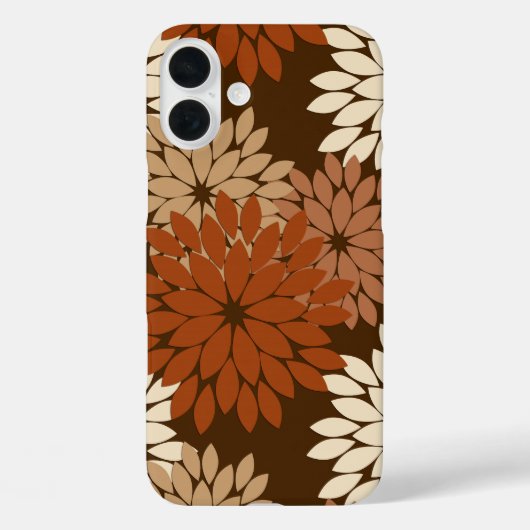 Coques Case-Mate iPhone Kimono floral moderne Impression, Chocolat Brown (Verso)