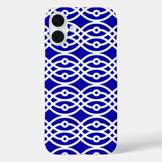 Coques Case-Mate iPhone Kimono imprimé, bleu cobalt et blanc (Verso)