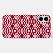 Coques Case-Mate iPhone Kimono imprimé, bordeaux et rose (Verso (horizontal))