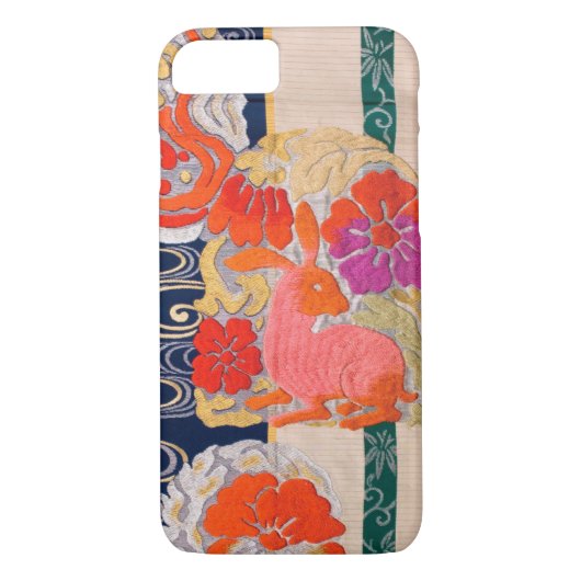 Coques Case-Mate iPhone KIMONO Textile, Lapin et Fleur Japonais (Dos)