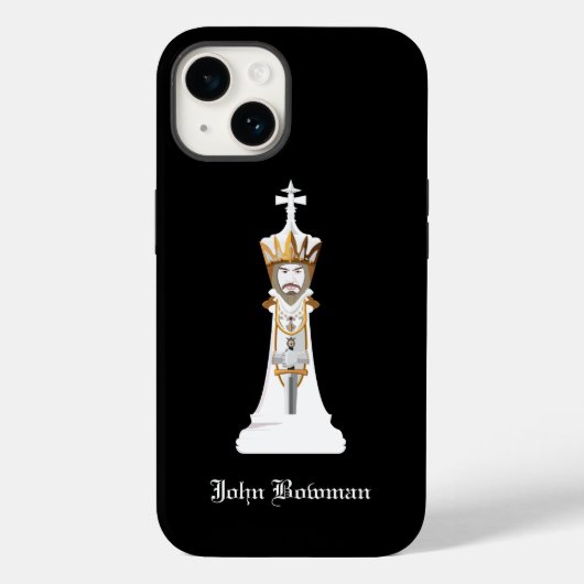 Coques Case-Mate iPhone King d'échecs blanc / Nom personnalisé (Verso)