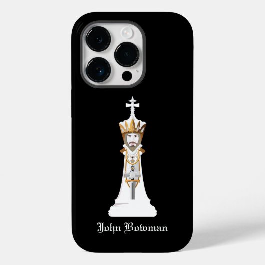 Coques Case-Mate iPhone King d'échecs blanc / Nom personnalisé (Verso)