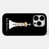 Coques Case-Mate iPhone King d'échecs blanc / Nom personnalisé (Verso (horizontal))