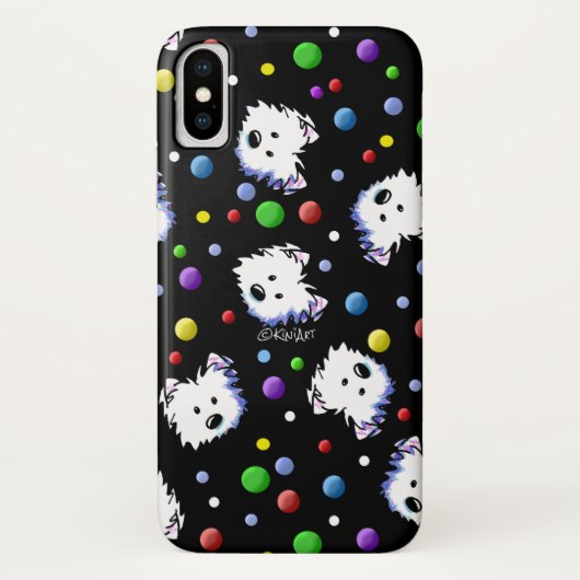 Coques Case-Mate iPhone KiniArt Westie à pois (Dos)