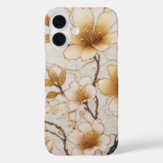 Coques iPhone 16 Kintsugi japon couverture de fleurs d'or