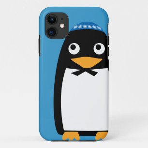 Coque iPhone 11 Kippa juive heureuse de pingouin de Hanoukka