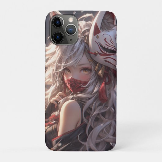 Coques Case-Mate iPhone Kitsune Fox Masque Samurai fille Japonaise (Dos)