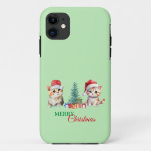 Case-Mate iPhone Case Kitten Chat Père Noël Red Green Joyeux Noël Party