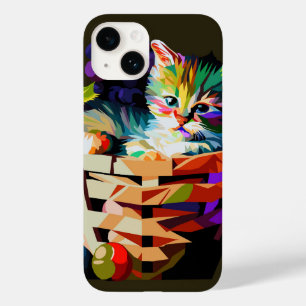 Coque Pour iPhone 14 Kitten dans une corbeille de fruits