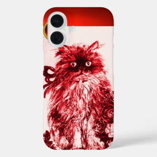 Coques iPhone 16 KITTY CAT - KITTEN AVEC ROSES ROUGES Gem Monogramm